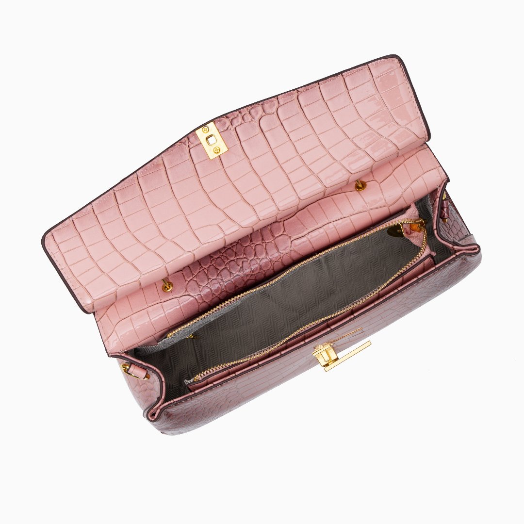 Croc-Effect Vegan Leather Tote Bag for Women – Medium Handbag | Elisa