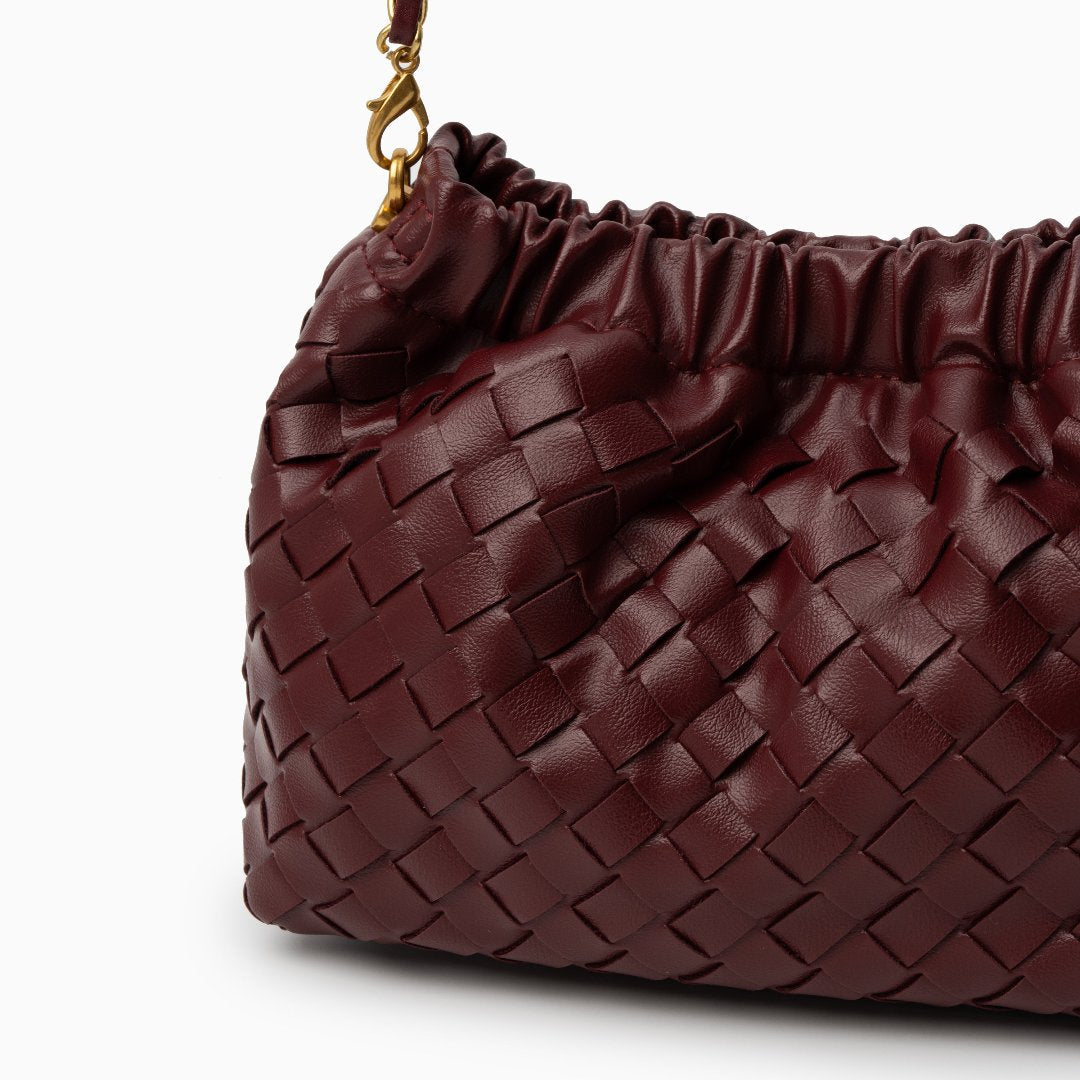 Vegan Leather Cloud Shoulder Bag for Women – Woven Strap Bag