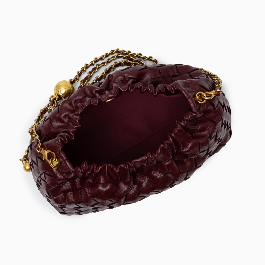 Vegan Leather Cloud Shoulder Bag for Women – Woven Strap Bag