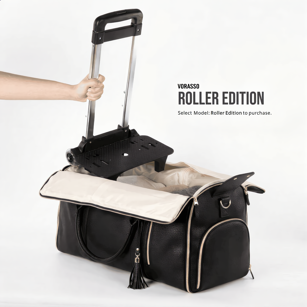 Roller edition open with the trolley frame extended