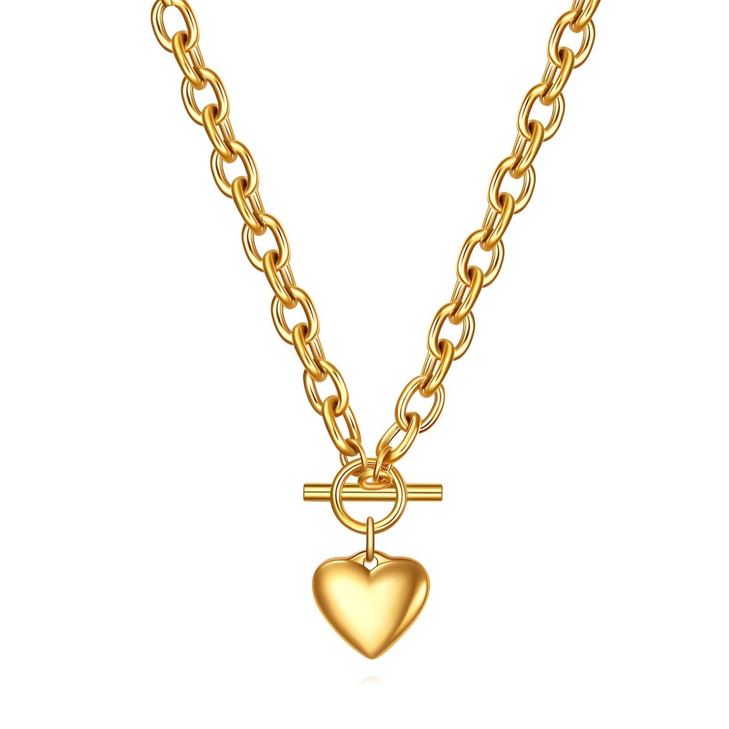 Élodie Heart Necklace – 18K Gold Puffed Heart Pendant Necklace
