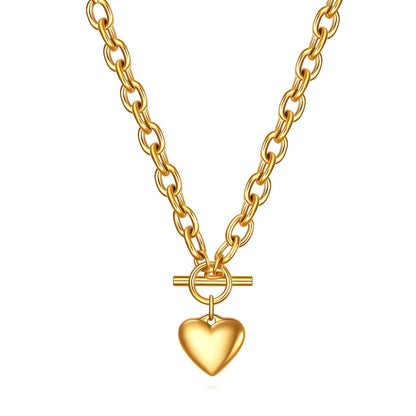 Élodie Heart Necklace – 18K Gold Puffed Heart Pendant Necklace