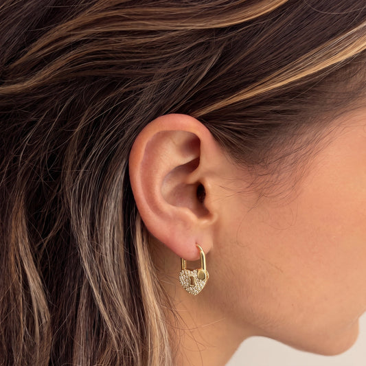 Heartlock Mini Hoops – Cubic Zirconia Huggie Earrings