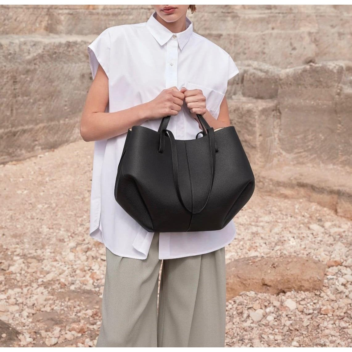Genuine Italian Leather Handbag for Women – Large Shoulder Bag