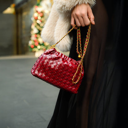 Vegan Leather Cloud Shoulder Bag for Women – Woven Strap Bag