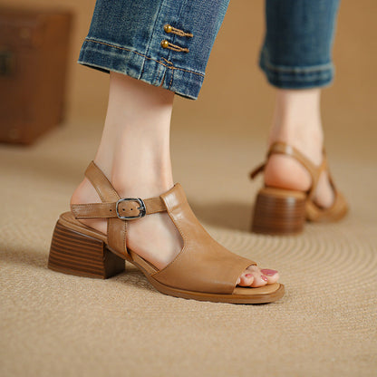 Arose Genuine Leather T-strap Sandals