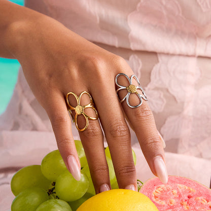 June Garden Daisy Ring – Waterproof Adjustable Stainless Steel