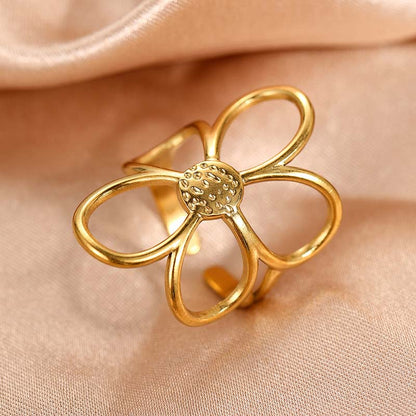 June Garden Daisy Ring – Waterproof Adjustable Stainless Steel