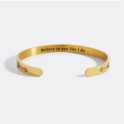 ‘Believe In You Like I Do’ Personalised Engraved Cuff Bangle