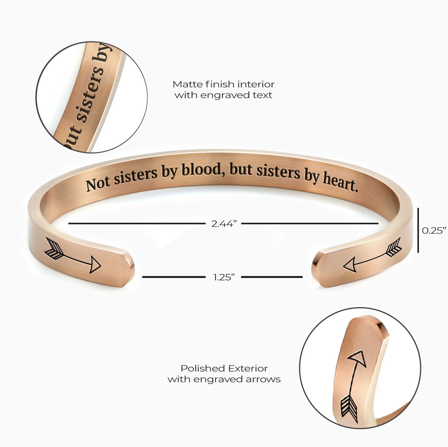 ‘Not Sisters By Blood But Sisters By Heart’ Personalised Engraved Bangle