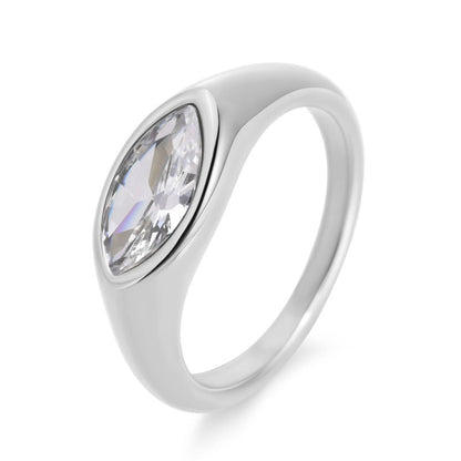 Majestic Contour Ring – Platinum Plated Marquise Dome Statement Ring