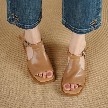 Arose Genuine Leather T-strap Sandals
