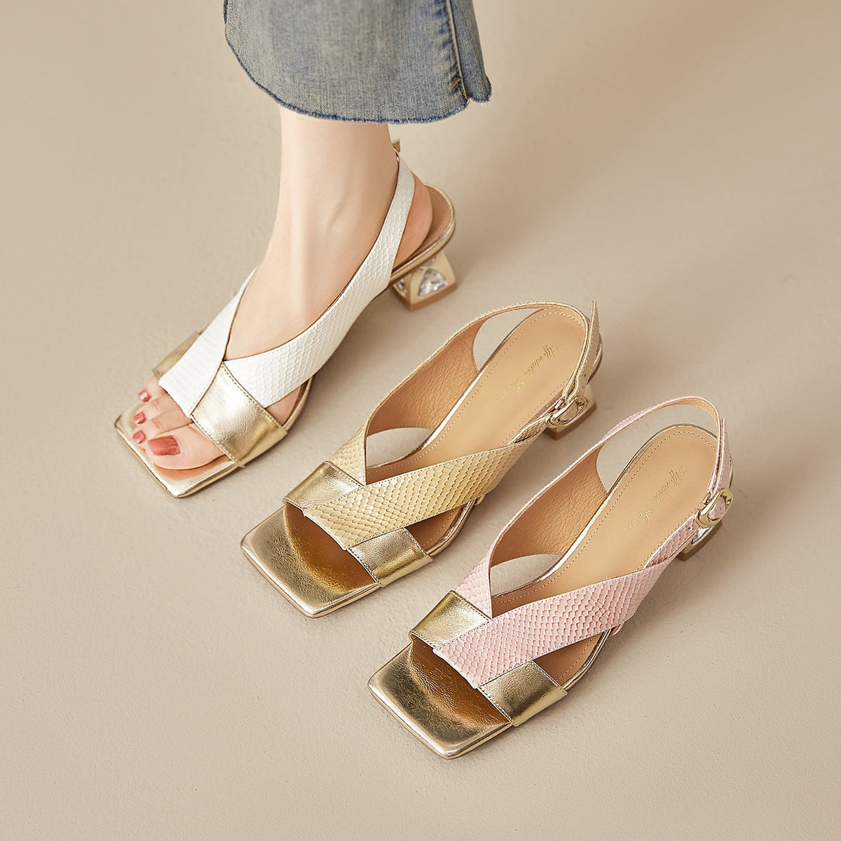 Rovia Genuine Leather Slingback Sandals