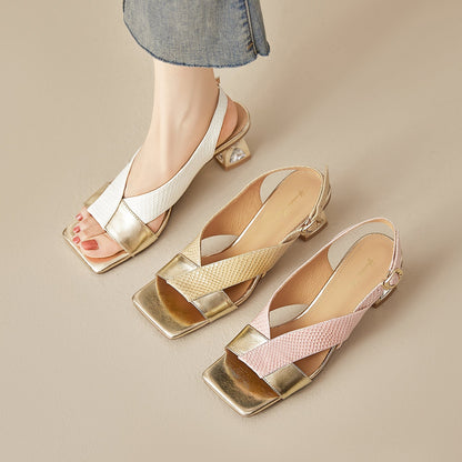 Rovia Genuine Leather Slingback Sandals