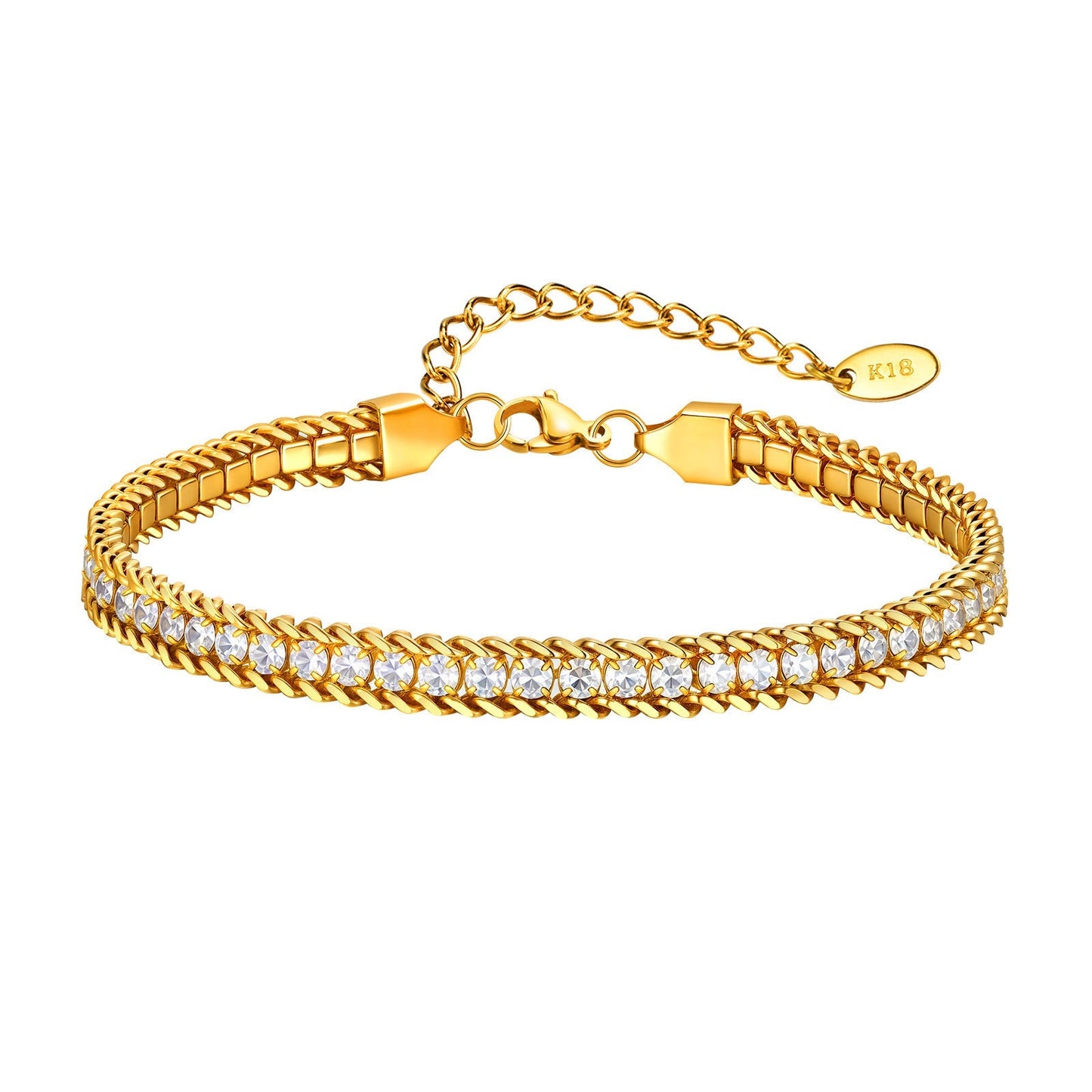 Legacy tennis anklet – 18K gold crystal ankle bracelet