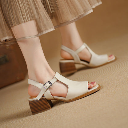Arose Genuine Leather T-strap Sandals