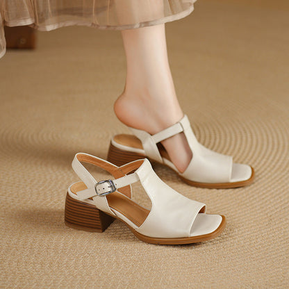 Arose Genuine Leather T-strap Sandals