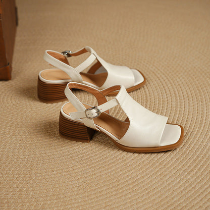 Arose Genuine Leather T-strap Sandals