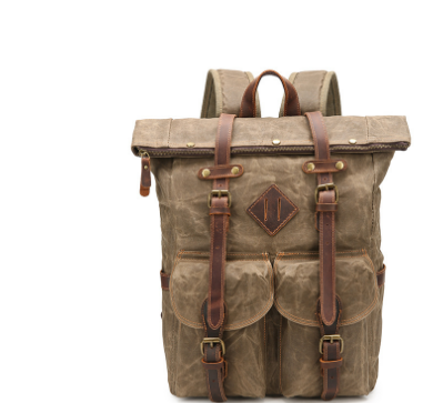 Waxed Canvas & Genuine Leather Travel Backpack – 25L Vintage Rucksack | Mitchell