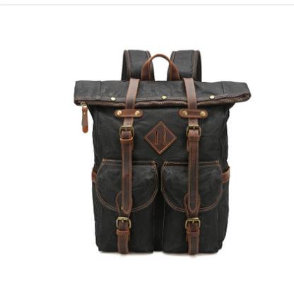 Waxed Canvas & Genuine Leather Travel Backpack – 25L Vintage Rucksack | Mitchell