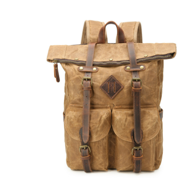 Waxed Canvas & Genuine Leather Travel Backpack – 25L Vintage Rucksack | Mitchell