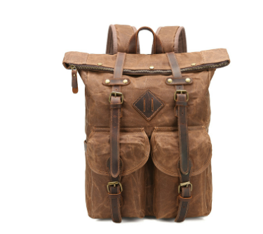Waxed Canvas & Genuine Leather Travel Backpack – 25L Vintage Rucksack | Mitchell