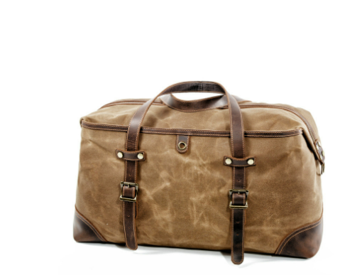 Waterproof Waxed Canvas & Genuine Leather Duffle Bag – 35L Weekender