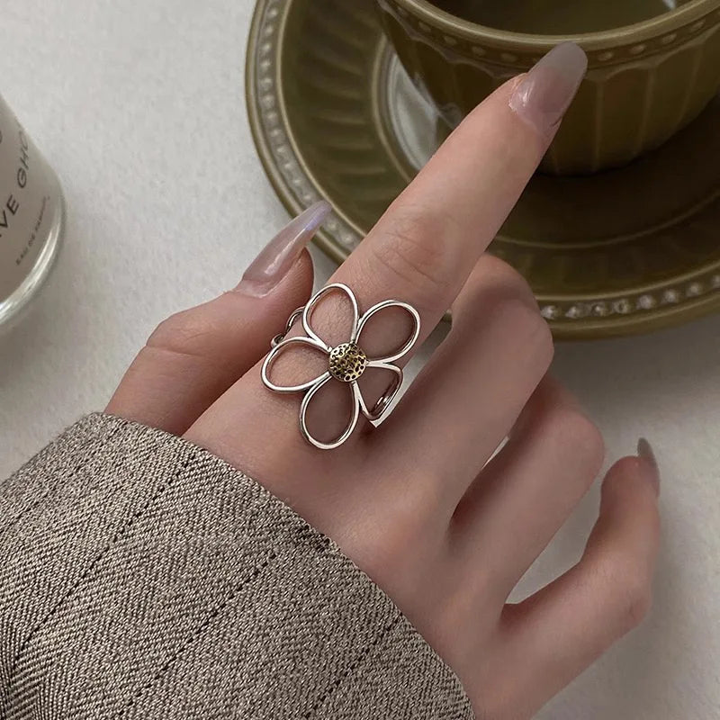Sunbound Petal Ring – .925 Sterling Silver, Adjustable