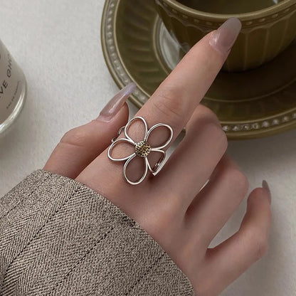 Sunbound Petal Ring – .925 Sterling Silver, Adjustable