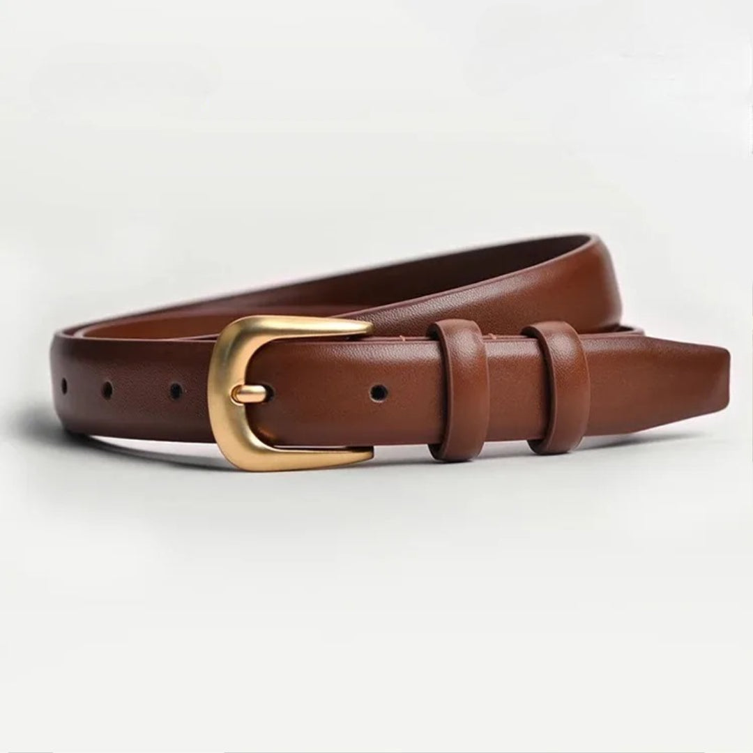 Genuine Leather Belt for Women – Slim Minimal Timeless Belt