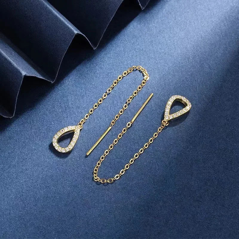 The End Threader Earrings – Cubic Zirconia Chain Drop