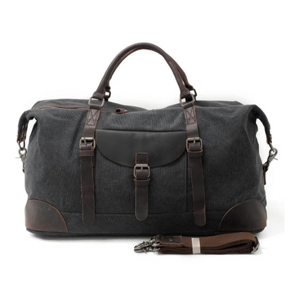 Waxed Canvas & Genuine Leather Weekend Duffle Bag – 35L Holdall