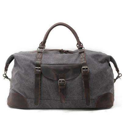 Waxed Canvas & Genuine Leather Weekend Duffle Bag – 35L Holdall
