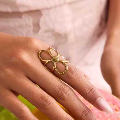 June Garden Daisy Ring – Waterproof Adjustable Stainless Steel