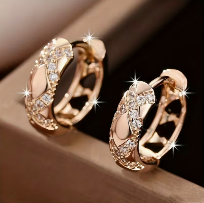 Luxe Radiance Crystal Hoop Earrings – Gold, Rose Gold or Silver