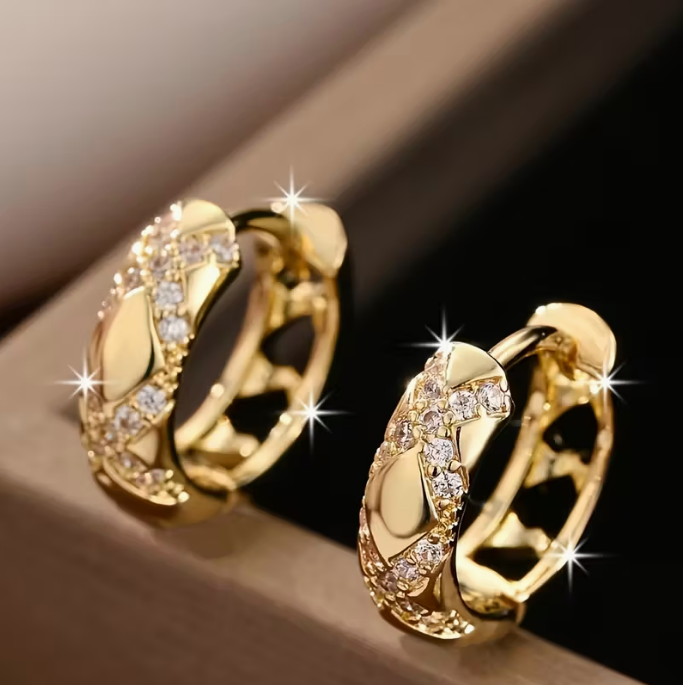 Luxe Radiance Crystal Hoop Earrings – Gold, Rose Gold or Silver