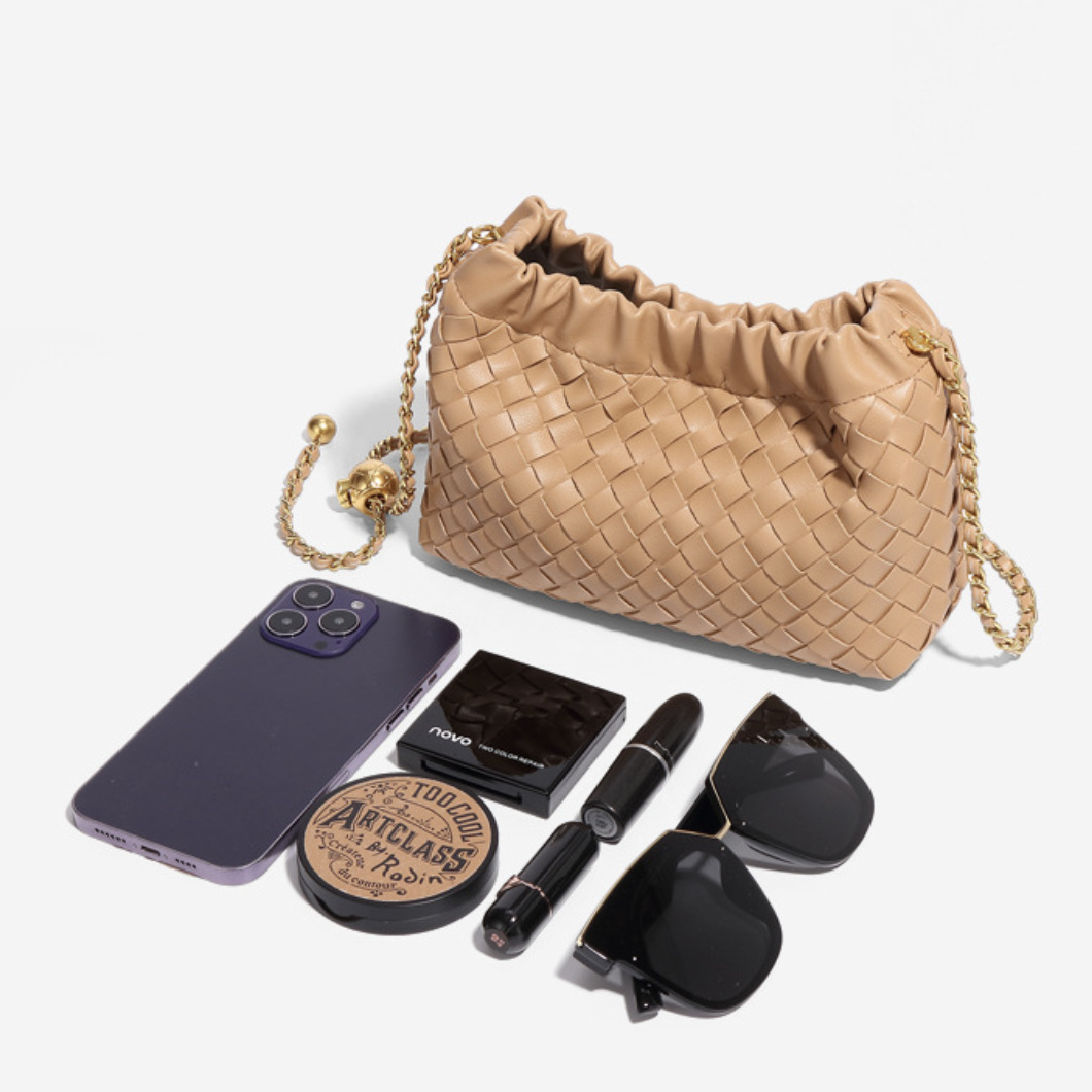 Vegan Leather Cloud Shoulder Bag for Women – Woven Strap Bag