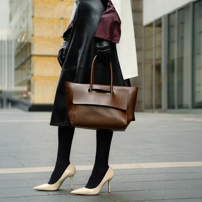 Vegan Leather Tote Bag for Women – Retro Shopper Bag