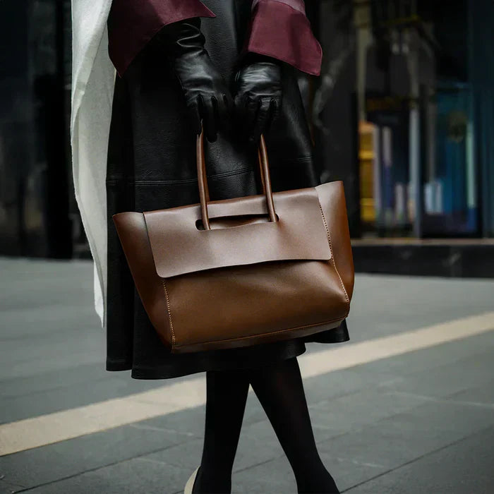 Vegan Leather Tote Bag for Women – Retro Shopper Bag