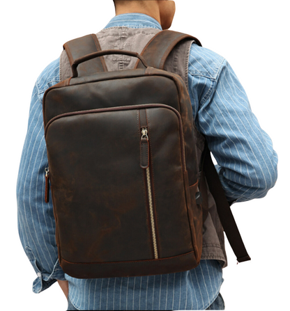 Genuine Crazy Horse Leather Backpack – Vintage Rucksack with USB Port | Austin