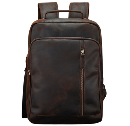 Genuine Crazy Horse Leather Backpack – Vintage Rucksack with USB Port | Austin