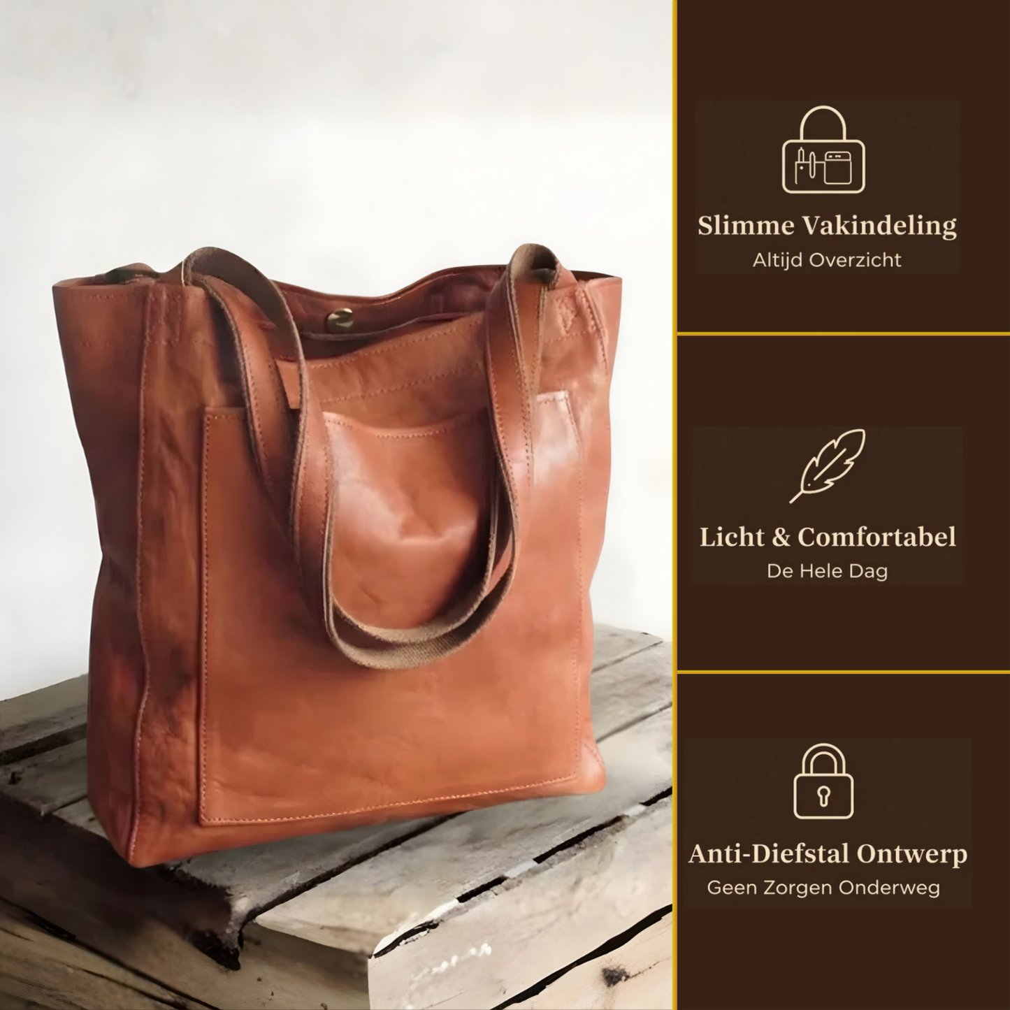 Genuine Leather Shoulder Bag for Women – Spacious Handbag with Compartments | Lorena