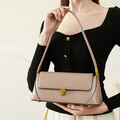 Genuine Calf Leather Handbag for Women – Compact Shoulder Bag