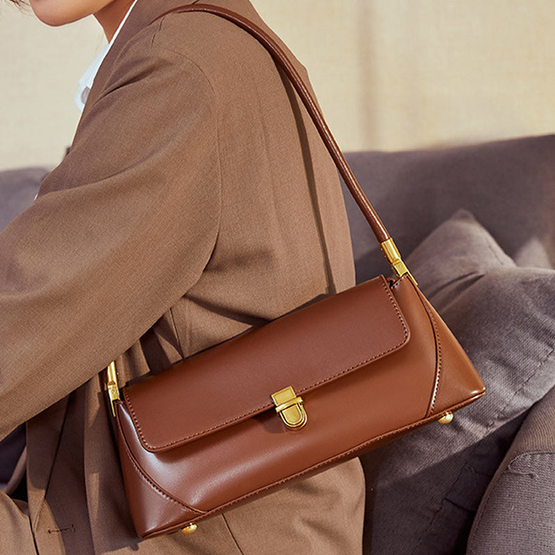 Genuine Calf Leather Handbag for Women – Compact Shoulder Bag