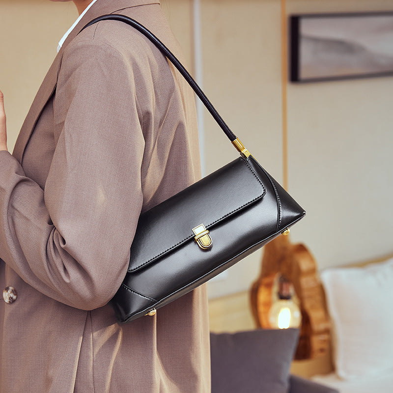Genuine Calf Leather Handbag for Women – Compact Shoulder Bag