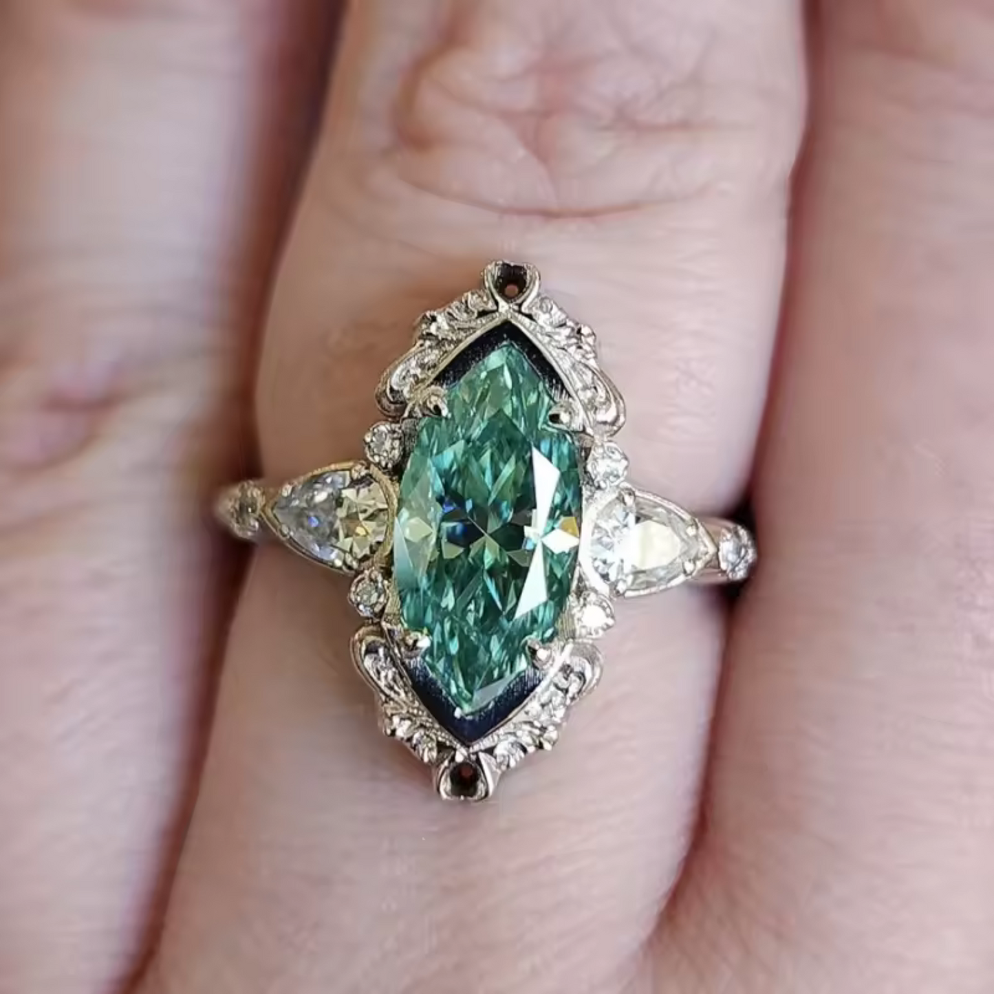 Noble Bloom Ring – Floral Statement Band, Sizes 5 to 11