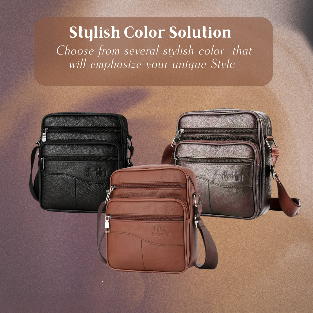 Genuine Leather Shoulder Bag for Men – Multifunctional Work & Travel Bag