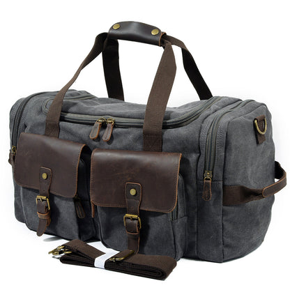 Waxed Canvas & Genuine Leather Duffle Bag – Men's Weekender Travel Bag