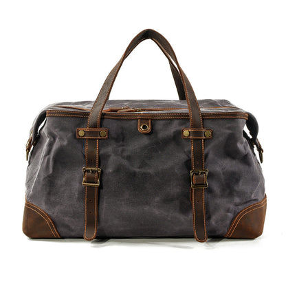 Waterproof Waxed Canvas & Genuine Leather Duffle Bag – 35L Weekender