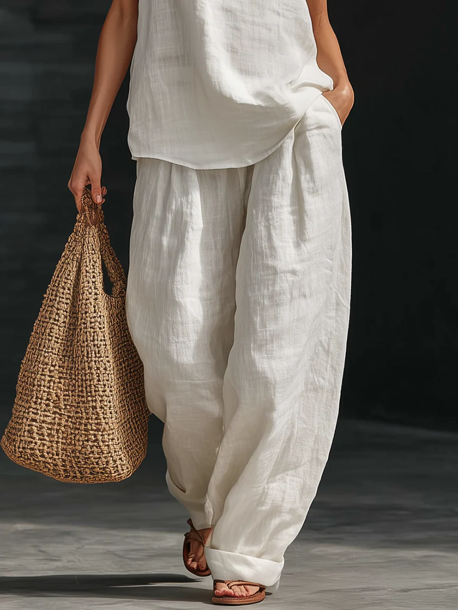 Nora V-neck Sleeveless Top and Wide-leg Pants Set